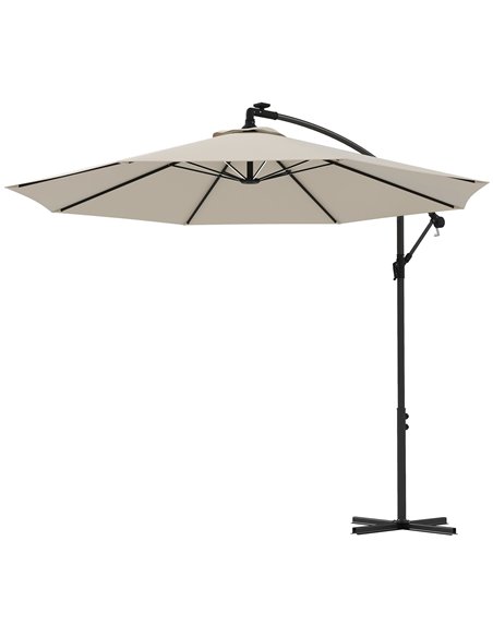 Outsunny 3(m) Cantilever Parasol with Solar LED Lights, Beige 84D-066V01BG - pic 82525 | FastDaddyshop