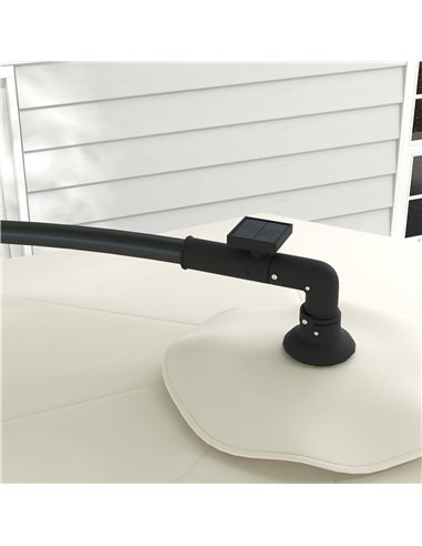 Outsunny 3(m) Cantilever Parasol with Solar LED Lights, Garden Umbrella with Cross Base and Crank Handle, Hanging Offset Banana 