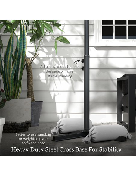 Outsunny Waterproof 3(m) Cantilever Parasol, Garden Umbrella w/ Solar LED Lights, Cross Base, Hanging Offset Banana Sun Shade |  - pic 82539 | FastDaddyshop