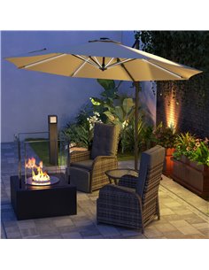 Outsunny Waterproof 3(m) Adjustable Cantilever Parasol with Solar LED Lights, Khaki 84D-110V03KK 2