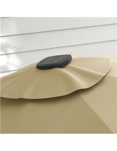 Outsunny Waterproof 3(m) Adjustable Cantilever Parasol with Solar LED Lights, Khaki 84D-110V03KK