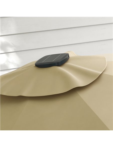 Outsunny Waterproof 3(m) Adjustable Cantilever Parasol with Solar LED Lights, Khaki 84D-110V03KK - pic 82550 | FastDaddyshop