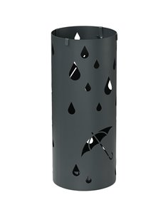 HOMCOM Umbrella Station: Circular Stand with Hooks & Water Tray, Dark Grey 837-441V00CG