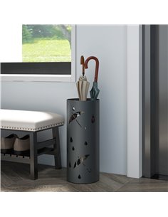 HOMCOM Umbrella Station: Circular Stand with Hooks & Water Tray, Dark Grey 837-441V00CG 2