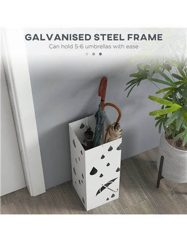 HOMCOM Six-Umbrella Steel Holder Stand - White 837-442V00WT