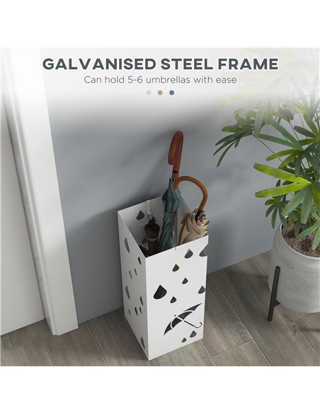 HOMCOM Six-Umbrella Steel Holder Stand - White 837-442V00WT - pic 82609 | FastDaddyshop