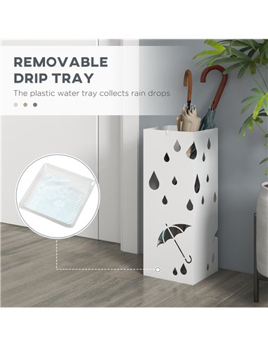 HOMCOM Six-Umbrella Steel Holder Stand - White 837-442V00WT