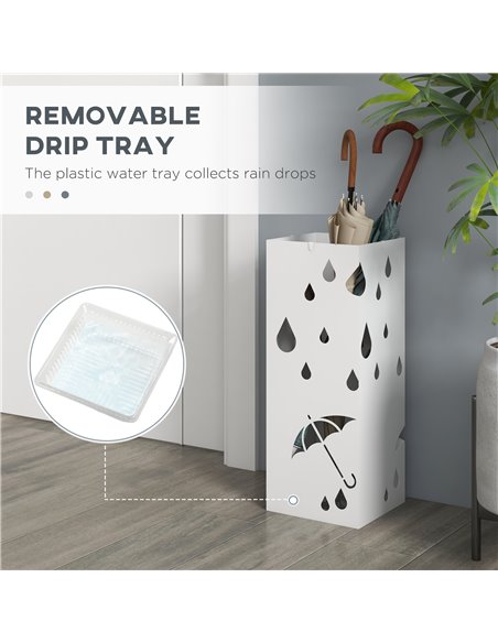 HOMCOM Six-Umbrella Steel Holder Stand - White 837-442V00WT - pic 82610 | FastDaddyshop