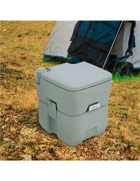 Outsunny Portable Travel Mobile Toilet Outdoor Camping Handle WC Grey - pic 82625 | FastDaddyshop