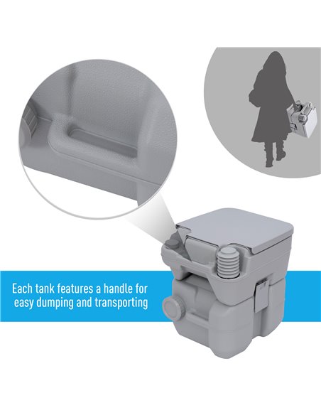 Outsunny Portable Travel Mobile Toilet Outdoor Camping Handle WC Grey - pic 82629 | FastDaddyshop