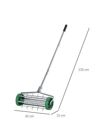 Outsunny Garden Rolling Lawn Aerator Heavy Duty Steel Grass Roller w/ Adjustable Handle 845-022 - pic 82635 | FastDaddyshop