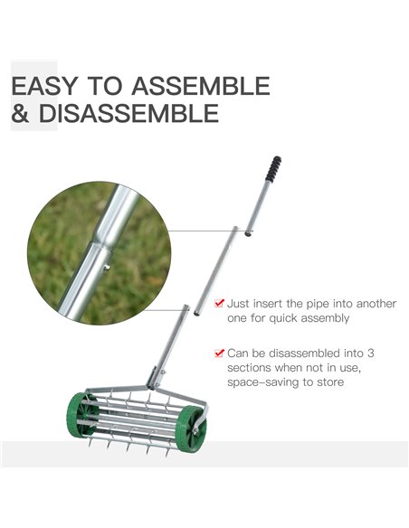 Outsunny Garden Rolling Lawn Aerator Heavy Duty Steel Grass Roller w/ Adjustable Handle 845-022 - pic 82636 | FastDaddyshop