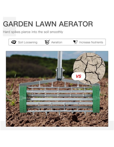 Outsunny Garden Rolling Lawn Aerator Heavy Duty Steel Grass Roller w/ Adjustable Handle 845-022 - pic 82637 | FastDaddyshop