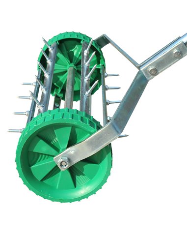 Outsunny Garden Rolling Lawn Aerator Heavy Duty Steel Grass Roller w/ Adjustable Handle 845-022
