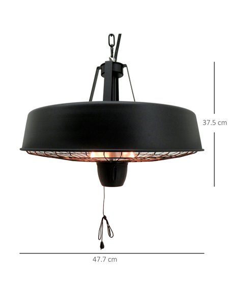 Outsunny Adjustable Power 1000/2500W Infrared Halogen Electric Light Heater, Ceiling Hanging Mount -Black 842-070 - pic 82653 | FastDaddyshop