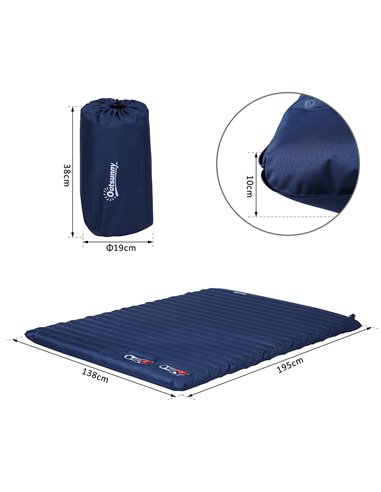 Outsunny Camping Mattress, Self-Inflating, for 2/3 People, Navy Blue A20-144NU