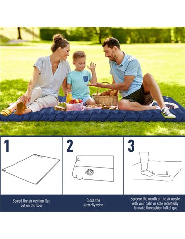 Outsunny Camping Mattress, Self-Inflating, for 2/3 People, Navy Blue A20-144NU