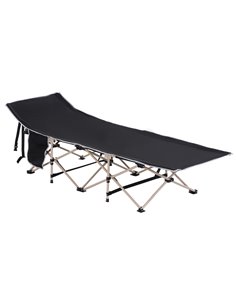 Outsunny Portable Folding Camping Cot with Side Pocket, Black A20-116BK
