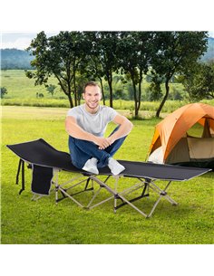 Outsunny Portable Folding Camping Cot with Side Pocket, Black A20-116BK 2