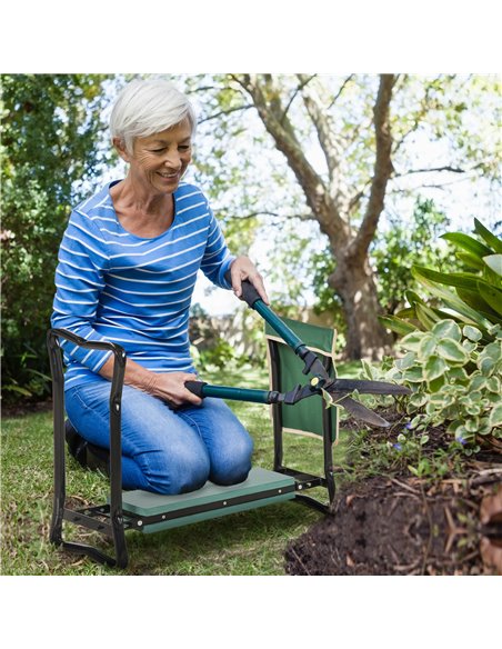 Outsunny Foldable Steel Frame Garden Kneeler Seat w/ Foam Bag Tool Bag Pouch Outdoor Garden Stable Sturdy Assistance Versatile U - pic 82794 | FastDaddyshop