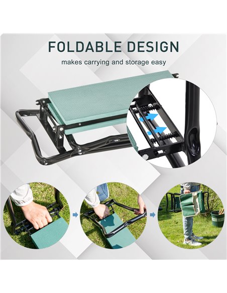 Outsunny Foldable Steel Frame Garden Kneeler Seat w/ Foam Bag Tool Bag Pouch Outdoor Garden Stable Sturdy Assistance Versatile U - pic 82797 | FastDaddyshop