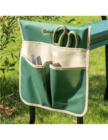 Outsunny Foldable Steel Frame Garden Kneeler Seat w/ Foam Bag Tool Bag Pouch Outdoor Garden Stable Sturdy Assistance Versatile U