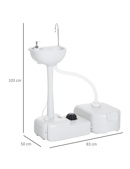 Outsunny Portable Hand Wash Station with 17L Fresh Water Tank, 24L Waste Tank, Sanitizer Dispenser, HDPE, Grey - pic 82804 | FastDaddyshop