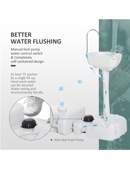 Outsunny Portable Hand Wash Station with 17L Fresh Water Tank, 24L Waste Tank, Sanitizer Dispenser, HDPE, Grey - pic 82805 | FastDaddyshop