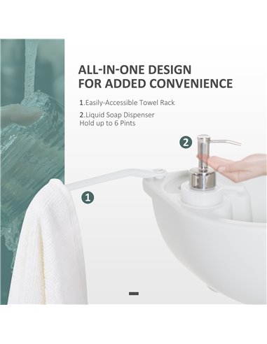 Outsunny Portable Hand Wash Station with 17L Fresh Water Tank, 24L Waste Tank, Sanitizer Dispenser, HDPE, Grey