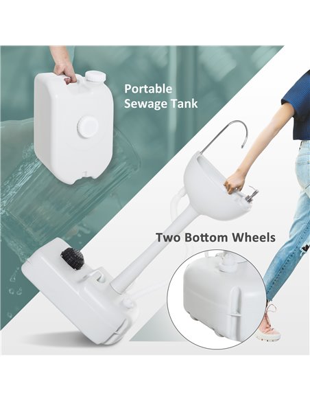 Outsunny Portable Hand Wash Station with 17L Fresh Water Tank, 24L Waste Tank, Sanitizer Dispenser, HDPE, Grey - pic 82808 | FastDaddyshop