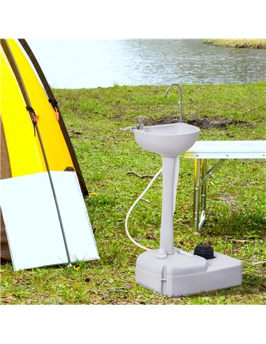 Outsunny Portable Outdoor Sink with Soap Dispenser, Towel Holder, HDPE Construction, White