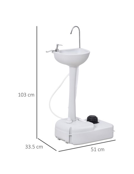 Outsunny Portable Outdoor Sink with Soap Dispenser, Towel Holder, HDPE Construction, White - pic 82813 | FastDaddyshop