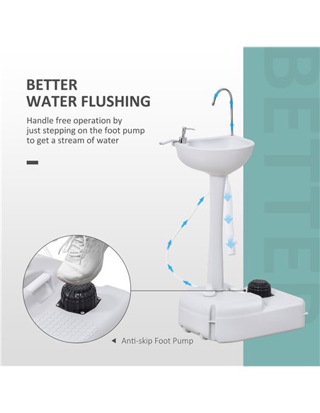 Outsunny Portable Outdoor Sink with Soap Dispenser, Towel Holder, HDPE Construction, White - pic 82815 | FastDaddyshop