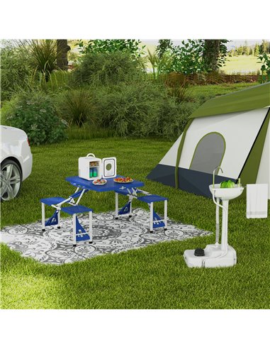 Outsunny Portable Outdoor Sink with Soap Dispenser, Towel Holder, HDPE Construction, White