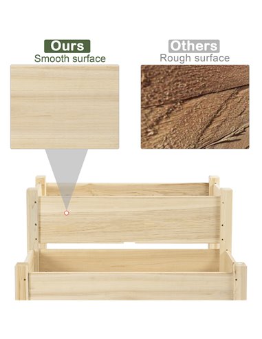 Outsunny 2-Piece Solid Fir Wood Plant Raised Bed Garden Flower Vegetable Herb Grow Box 86L x 85W x 72H cm Natural Wood Color 845