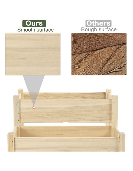 Outsunny 2-Piece Solid Fir Wood Plant Raised Bed Garden Flower Vegetable Herb Grow Box 86L x 85W x 72H cm Natural Wood Color 845 - pic 82824 | FastDaddyshop