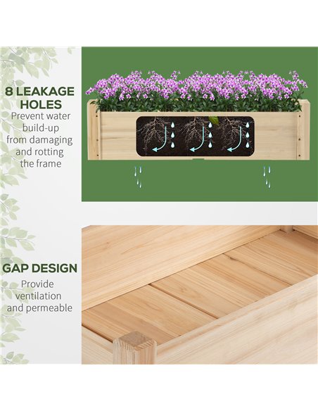 Outsunny 2-Piece Solid Fir Wood Plant Raised Bed Garden Flower Vegetable Herb Grow Box 86L x 85W x 72H cm Natural Wood Color 845 - pic 82825 | FastDaddyshop