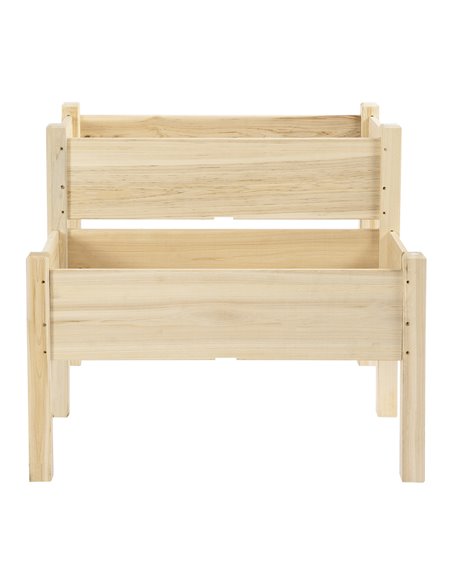 Outsunny 2-Piece Solid Fir Wood Plant Raised Bed Garden Flower Vegetable Herb Grow Box 86L x 85W x 72H cm Natural Wood Color 845 - pic 82826 | FastDaddyshop