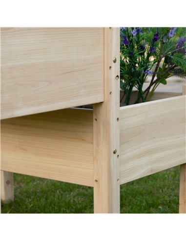 Outsunny 2-Piece Solid Fir Wood Plant Raised Bed Garden Flower Vegetable Herb Grow Box 86L x 85W x 72H cm Natural Wood Color 845