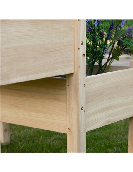 Outsunny 2-Piece Solid Fir Wood Plant Raised Bed Garden Flower Vegetable Herb Grow Box 86L x 85W x 72H cm Natural Wood Color 845 - pic 82827 | FastDaddyshop