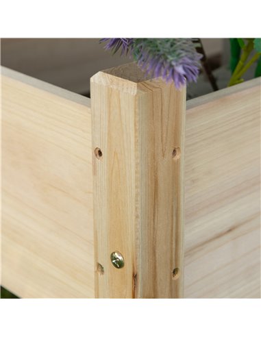 Outsunny 2-Piece Solid Fir Wood Plant Raised Bed Garden Flower Vegetable Herb Grow Box 86L x 85W x 72H cm Natural Wood Color 845