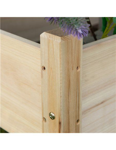 Outsunny 2-Piece Solid Fir Wood Plant Raised Bed Garden Flower Vegetable Herb Grow Box 86L x 85W x 72H cm Natural Wood Color 845 - pic 82828 | FastDaddyshop