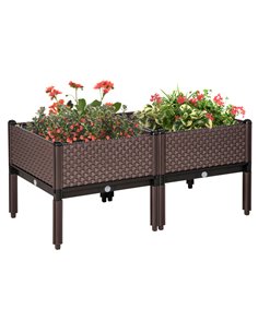 Outsunny 50cm x 50cm x 46.5cm Set of 2 Garden Raised Bed, Brown 845-555