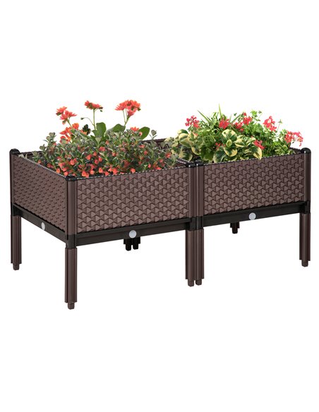 Outsunny 50cm x 50cm x 46.5cm Set of 2 Garden Raised Bed, Brown 845-555 - pic 82829 | FastDaddyshop