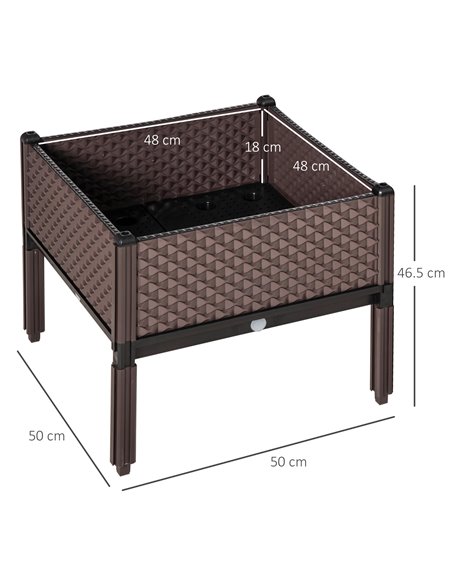 Outsunny 50cm x 50cm x 46.5cm Set of 2 Garden Raised Bed, Elevated Planter Box, Flower Vegetables Planting Container, Self-Water - pic 82831 | FastDaddyshop