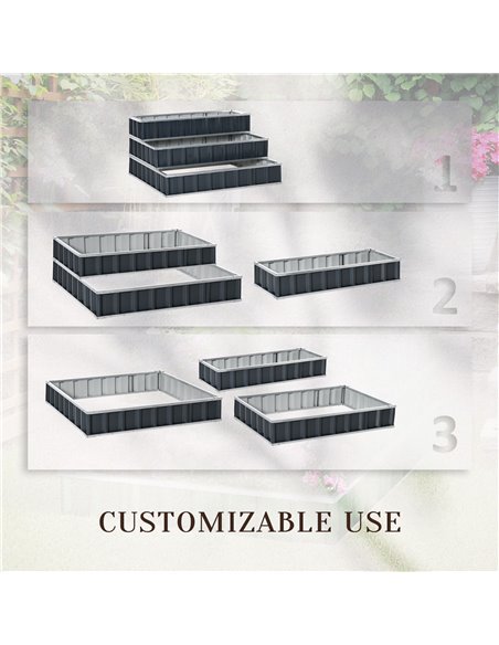 Outsunny 3 Tier Raised Garden Bed, 118 x 118 x 62cm Metal Box with Open Bottom, Three Individuals, to grow Vegetables, Herbs, Fl - pic 82841 | FastDaddyshop