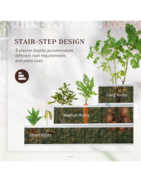 Outsunny 3 Tier Raised Garden Bed, 118 x 118 x 62cm Metal Box with Open Bottom, Three Individuals, to grow Vegetables, Herbs, Fl - pic 82842 | FastDaddyshop
