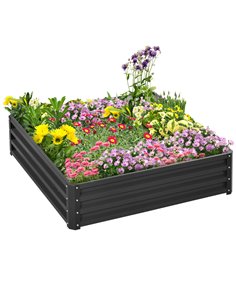 Outsunny Raised Garden Bed Box with Weatherized Steel Frame 120 x 120 x 30cm, Grey 845-040V01GY
