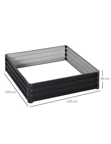 Outsunny Raised Garden Bed Box with Weatherized Steel Frame for Vegetables, Flowers, & Herbs, 120 x 120 x 30cm, Grey