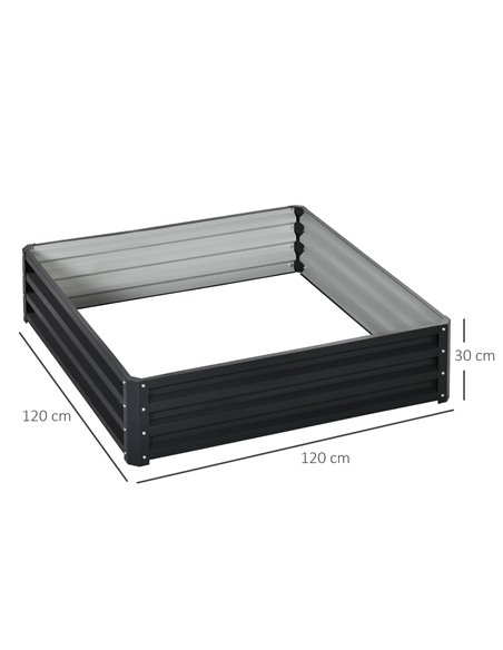 Outsunny Raised Garden Bed Box with Weatherized Steel Frame for Vegetables, Flowers, & Herbs, 120 x 120 x 30cm, Grey - pic 82858 | FastDaddyshop